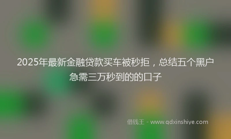 2025年最新金融贷款买车被秒拒，总结五个黑户急需三万秒到的的口子