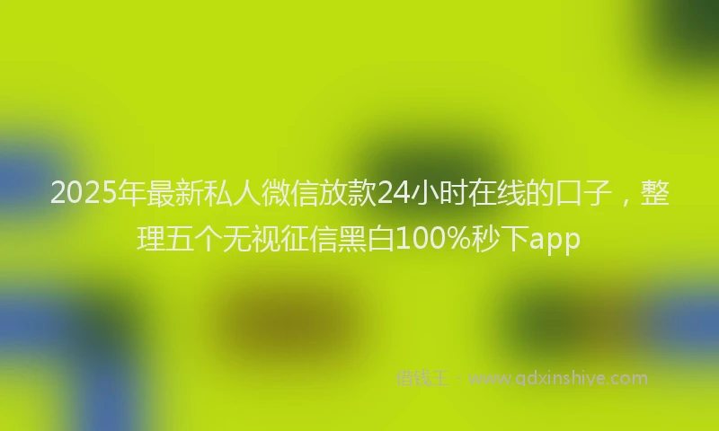 2025年最新私人微信放款24小时在线的口子，整理五个无视征信黑白100%秒下app