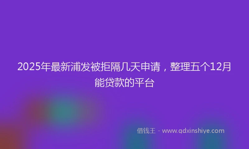 2025年最新浦发被拒隔几天申请，整理五个12月能贷款的平台