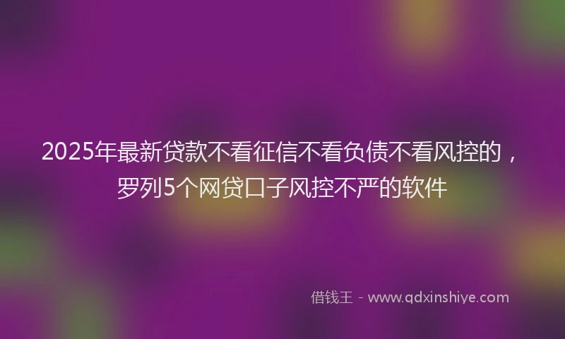 2025年最新贷款不看征信不看负债不看风控的，罗列5个网贷口子风控不严的软件