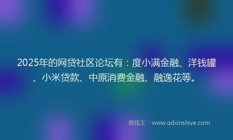 2025年的网贷社区论坛有：度小满金融、洋钱罐、小米贷款、中原消费金融、融逸花等。