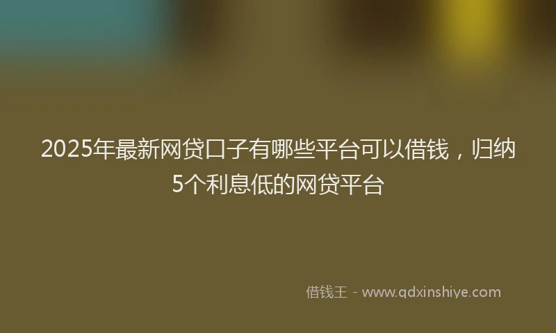 2025年最新网贷口子有哪些平台可以借钱，归纳5个利息低的网贷平台