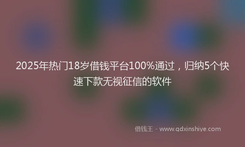 2025年热门18岁借钱平台100%通过，归纳5个快速下款无视征信的软件