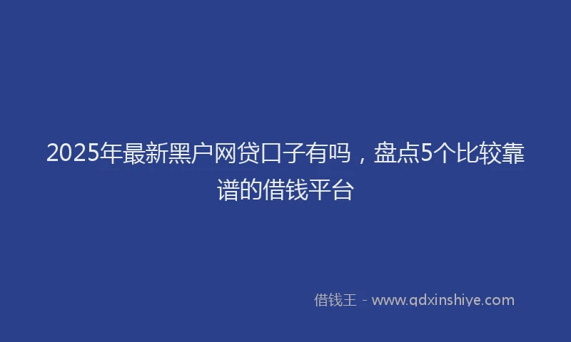 2025年最新黑户网贷口子有吗，盘点5个比较靠谱的借钱平台