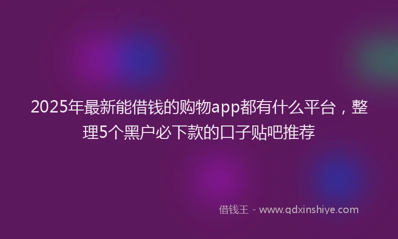 2025年最新能借钱的购物app都有什么平台，整理5个黑户必下款的口子贴吧推荐