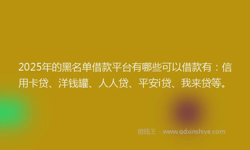 2025年的黑名单借款平台有哪些可以借款有：信用卡贷、洋钱罐、人人贷、平安i贷、我来贷等。
