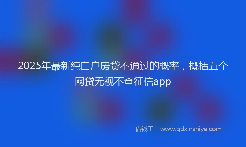 2025年最新纯白户房贷不通过的概率，概括五个网贷无视不查征信app