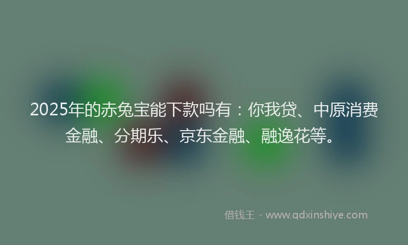 2025年的赤兔宝能下款吗有：你我贷、中原消费金融、分期乐、京东金融、融逸花等。