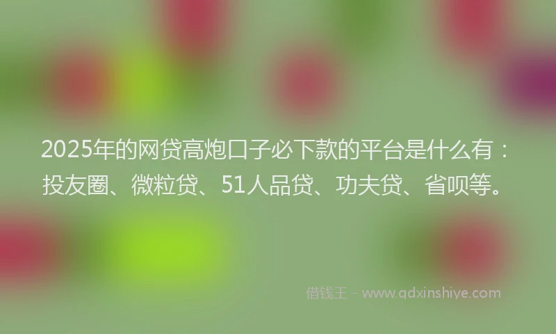 2025年的网贷高炮口子必下款的平台是什么有：投友圈、微粒贷、51人品贷、功夫贷、省呗等。