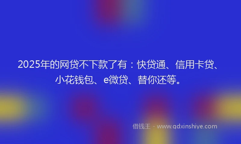 2025年的网贷不下款了有：快贷通、信用卡贷、小花钱包、e微贷、替你还等。