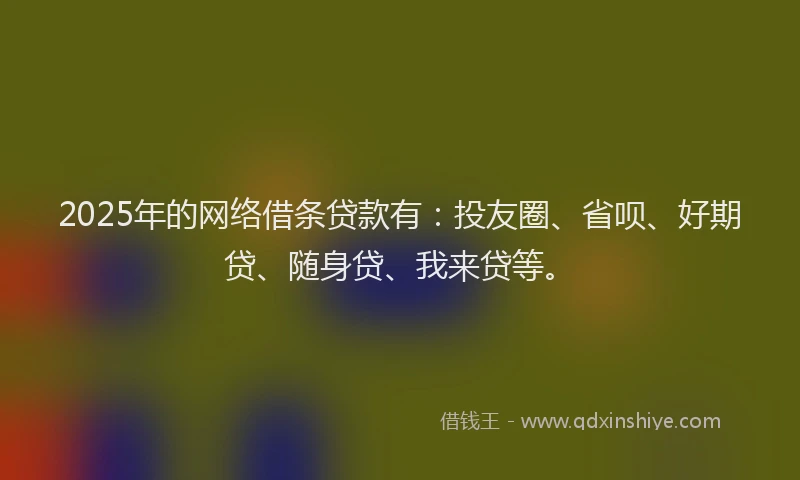 2025年的网络借条贷款有：投友圈、省呗、好期贷、随身贷、我来贷等。