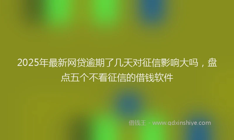2025年最新网贷逾期了几天对征信影响大吗，盘点五个不看征信的借钱软件