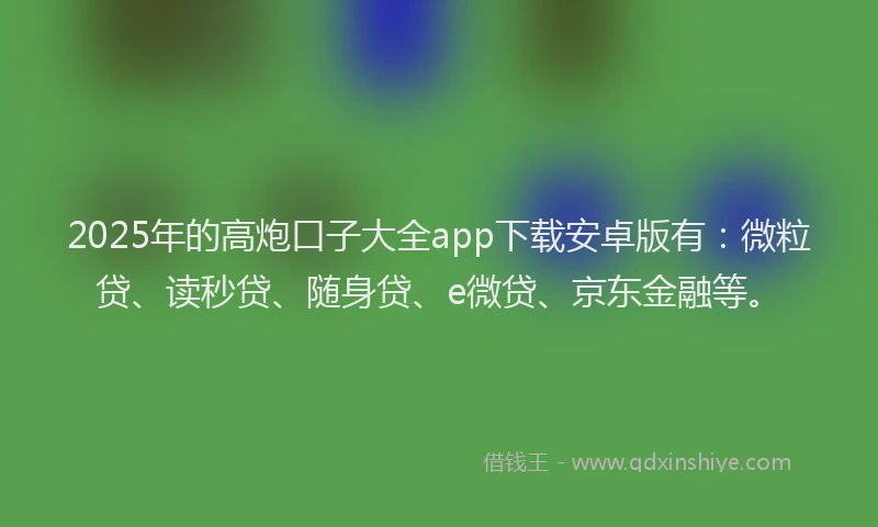 2025年的高炮口子大全app下载安卓版有：微粒贷、读秒贷、随身贷、e微贷、京东金融等。