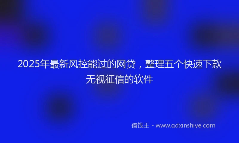 2025年最新风控能过的网贷，整理五个快速下款无视征信的软件