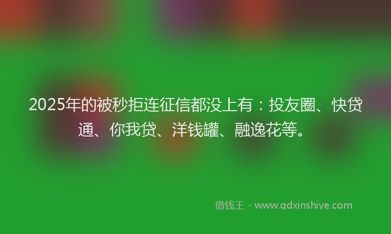 2025年的被秒拒连征信都没上有：投友圈、快贷通、你我贷、洋钱罐、融逸花等。