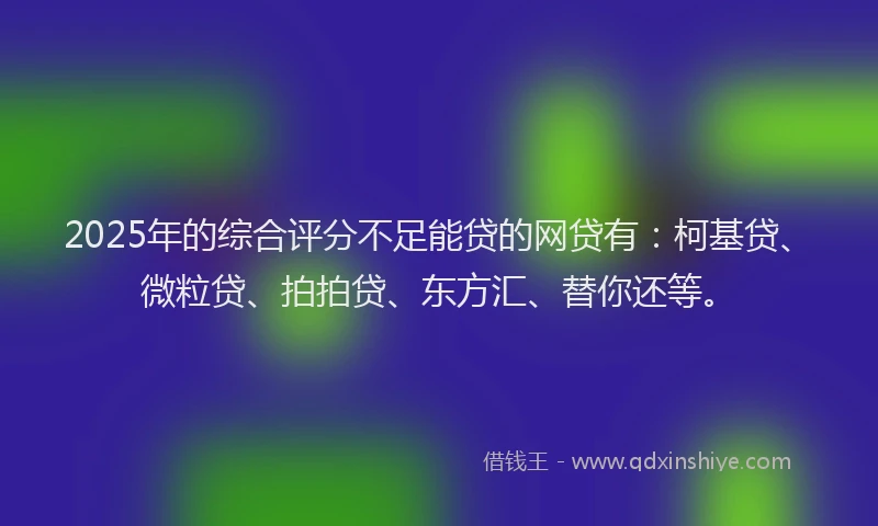 2025年的综合评分不足能贷的网贷有:柯基贷、微粒贷、拍拍贷、东方汇、替你还等。