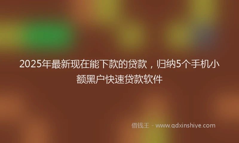 2025年最新现在能下款的贷款，归纳5个手机小额黑户快速贷款软件