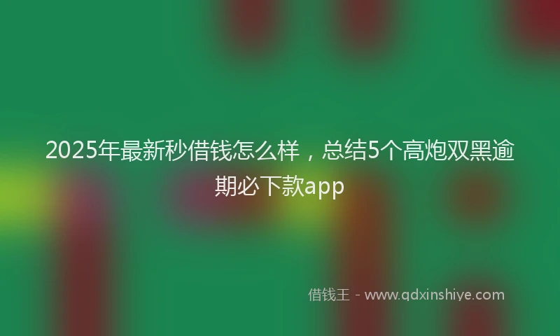 2025年最新秒借钱怎么样，总结5个高炮双黑逾期必下款app