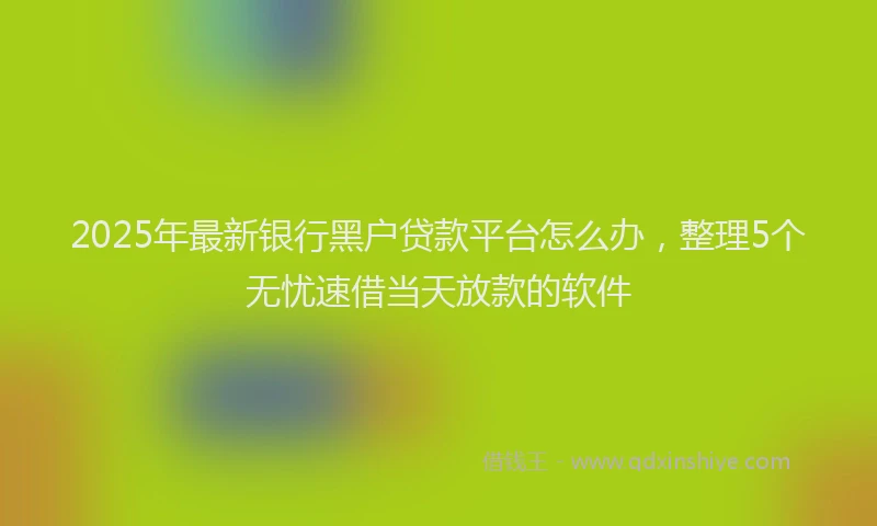 2025年最新银行黑户贷款平台怎么办，整理5个无忧速借当天放款的软件
