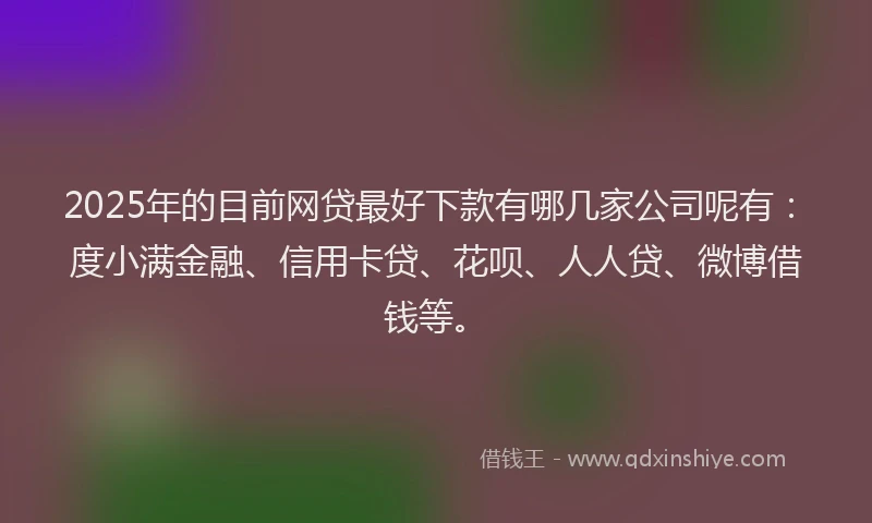 2025年的目前网贷最好下款有哪几家公司呢有：度小满金融、信用卡贷、花呗、人人贷、微博借钱等。