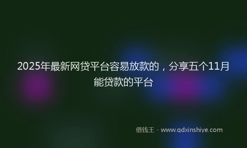 2025年最新网贷平台容易放款的，分享五个11月能贷款的平台