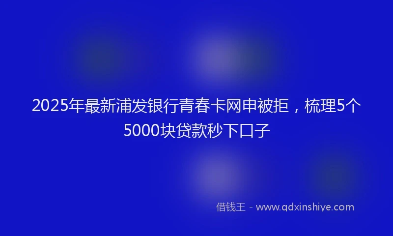 2025年最新浦发银行青春卡网申被拒，梳理5个5000块贷款秒下口子