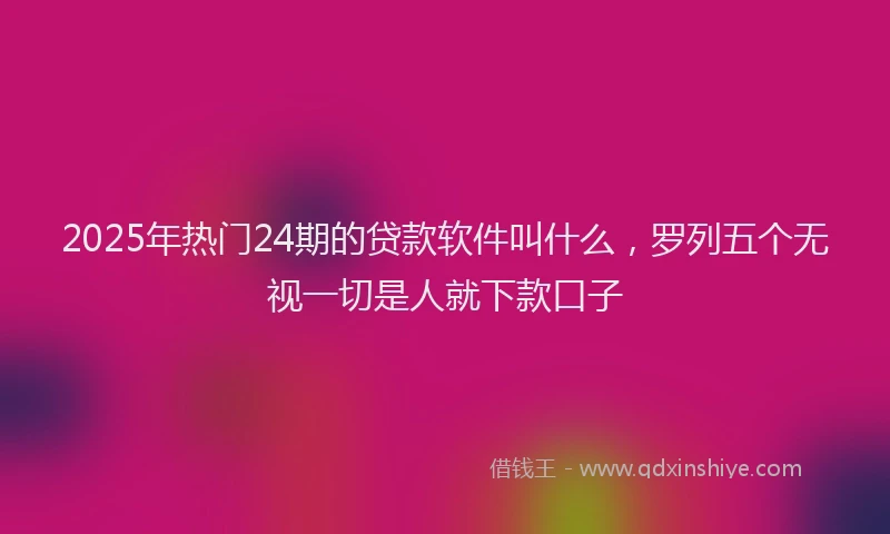 2025年热门24期的贷款软件叫什么，罗列五个无视一切是人就下款口子