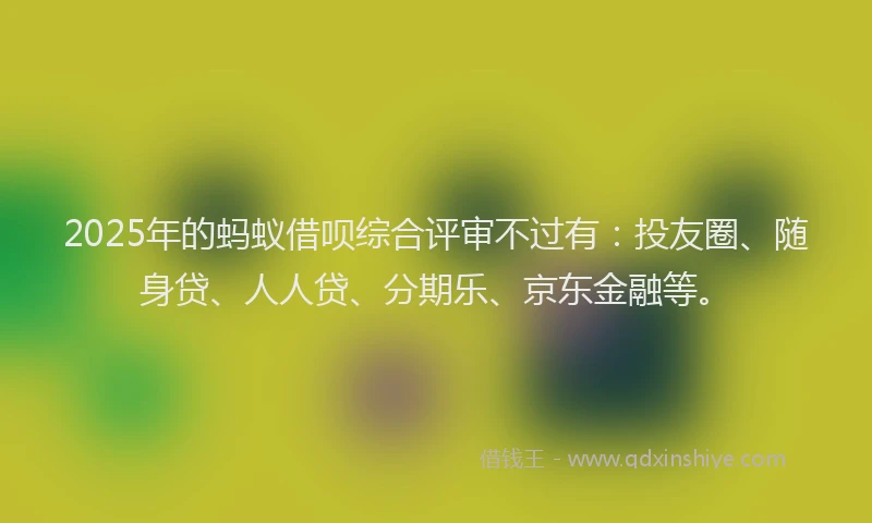 2025年的蚂蚁借呗综合评审不过有：投友圈、随身贷、人人贷、分期乐、京东金融等。