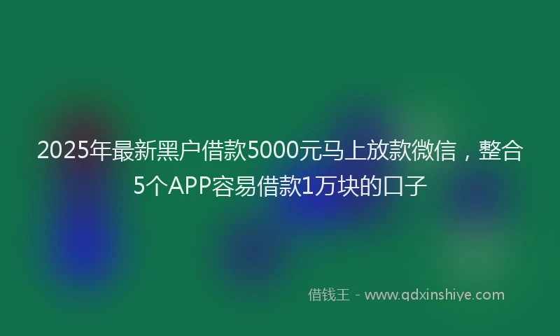 2025年最新黑户借款5000元马上放款微信，整合5个APP容易借款1万块的口子