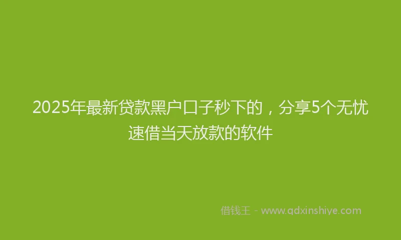 2025年最新贷款黑户口子秒下的，分享5个无忧速借当天放款的软件