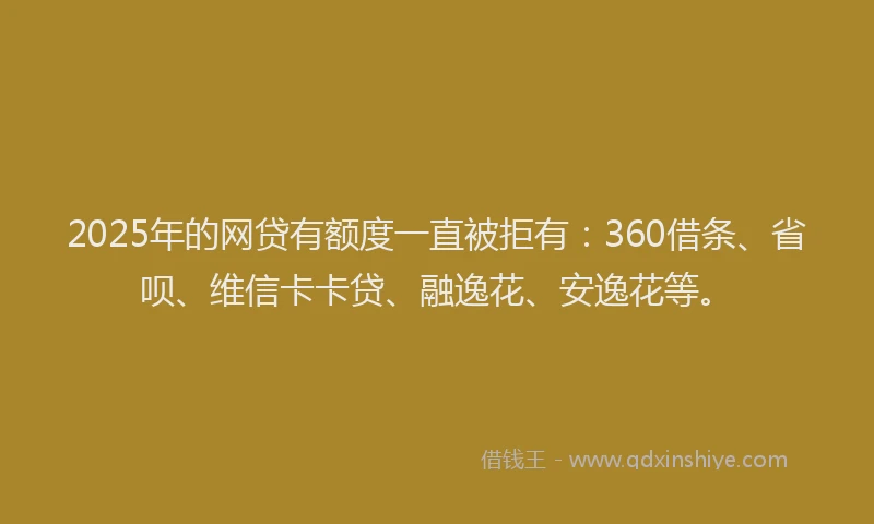 2025年的网贷有额度一直被拒有：360借条、省呗、维信卡卡贷、融逸花、安逸花等。