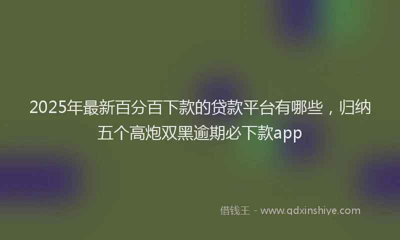 2025年最新百分百下款的贷款平台有哪些，归纳五个高炮双黑逾期必下款app