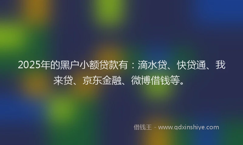 2025年的黑户小额贷款有：滴水贷、快贷通、我来贷、京东金融、微博借钱等。