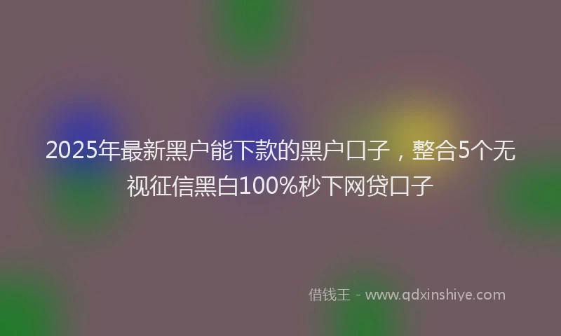 2025年最新黑户能下款的黑户口子，整合5个无视征信黑白100%秒下网贷口子