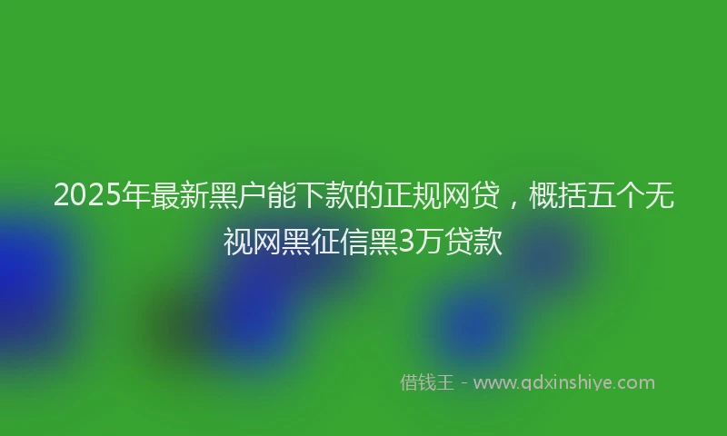 2025年最新黑户能下款的正规网贷，概括五个无视网黑征信黑3万贷款