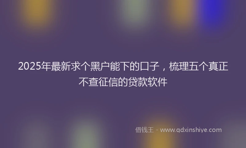 2025年最新求个黑户能下的口子，梳理五个真正不查征信的贷款软件