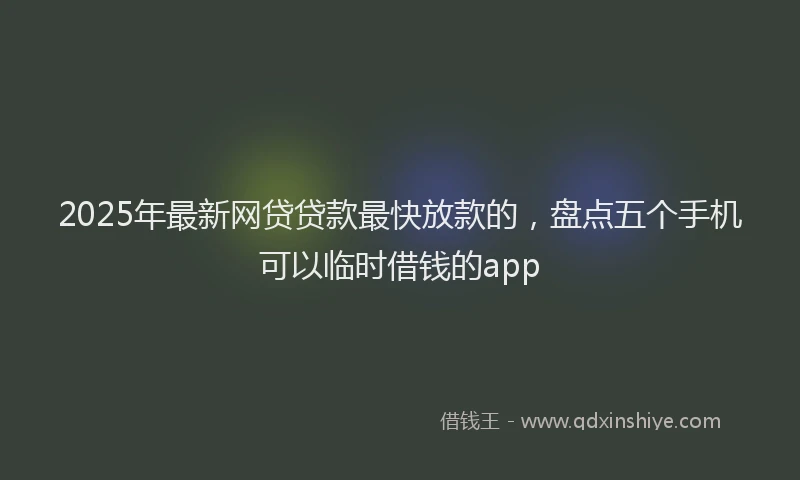 2025年最新网贷贷款最快放款的，盘点五个手机可以临时借钱的app