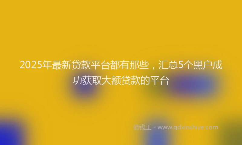2025年最新贷款平台都有那些，汇总5个黑户成功获取大额贷款的平台