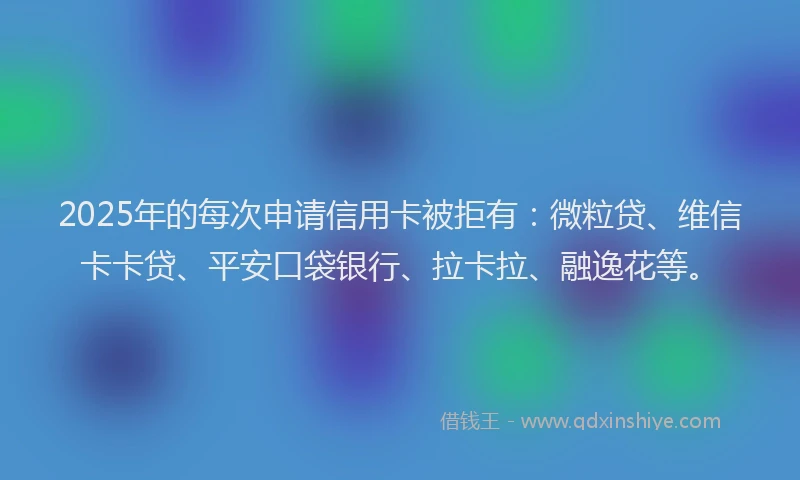 2025年的每次申请信用卡被拒有：微粒贷、维信卡卡贷、平安口袋银行、拉卡拉、融逸花等。
