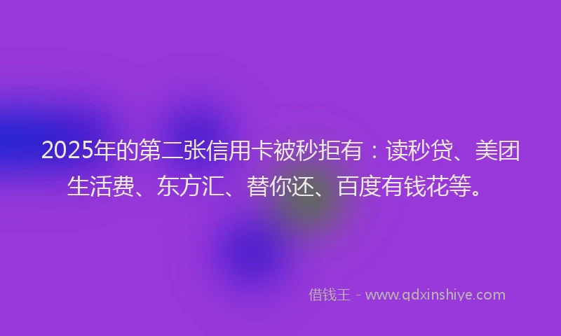 2025年的第二张信用卡被秒拒有：读秒贷、美团生活费、东方汇、替你还、百度有钱花等。