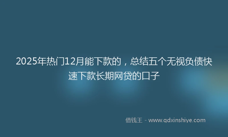 2025年热门12月能下款的，总结五个无视负债快速下款长期网贷的口子