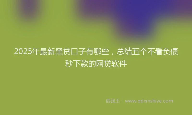 2025年最新黑贷口子有哪些，总结五个不看负债秒下款的网贷软件