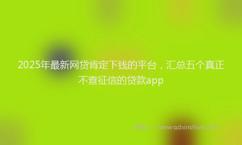 2025年最新网贷肯定下钱的平台，汇总五个真正不查征信的贷款app