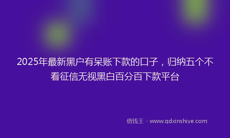 2025年最新黑户有呆账下款的口子，归纳五个不看征信无视黑白百分百下款平台
