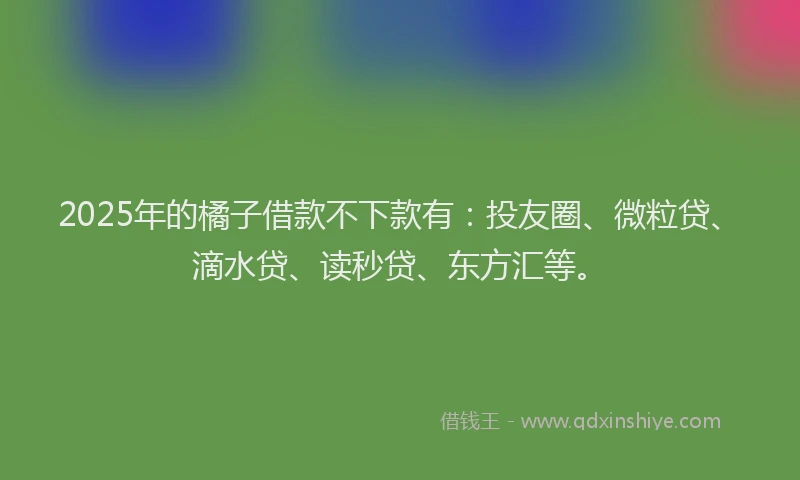 2025年的橘子借款不下款有：投友圈、微粒贷、滴水贷、读秒贷、东方汇等。