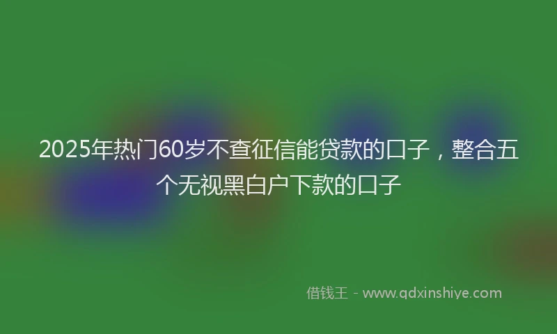 2025年热门60岁不查征信能贷款的口子，整合五个无视黑白户下款的口子