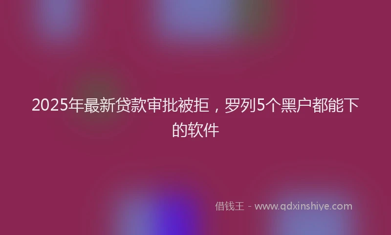 2025年最新贷款审批被拒，罗列5个黑户都能下的软件