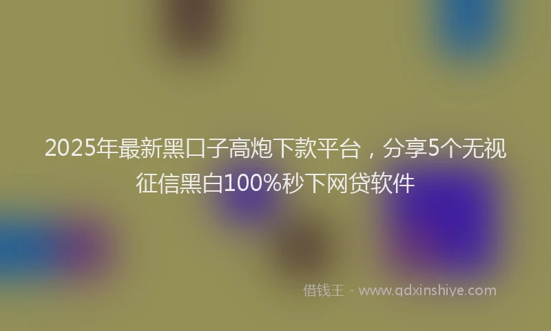 2025年最新黑口子高炮下款平台，分享5个无视征信黑白100%秒下网贷软件