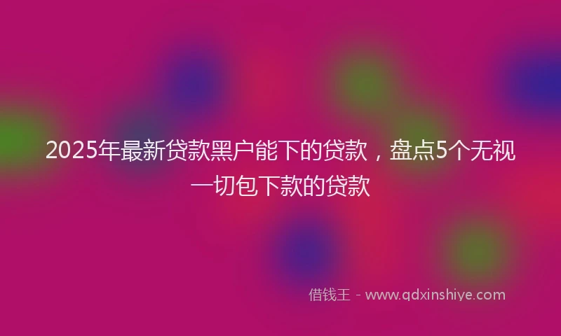 2025年最新贷款黑户能下的贷款，盘点5个无视一切包下款的贷款