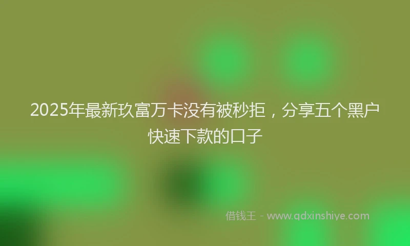 2025年最新玖富万卡没有被秒拒，分享五个黑户快速下款的口子